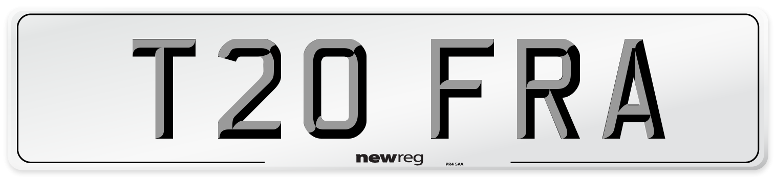 T20 FRA Number Plate from New Reg